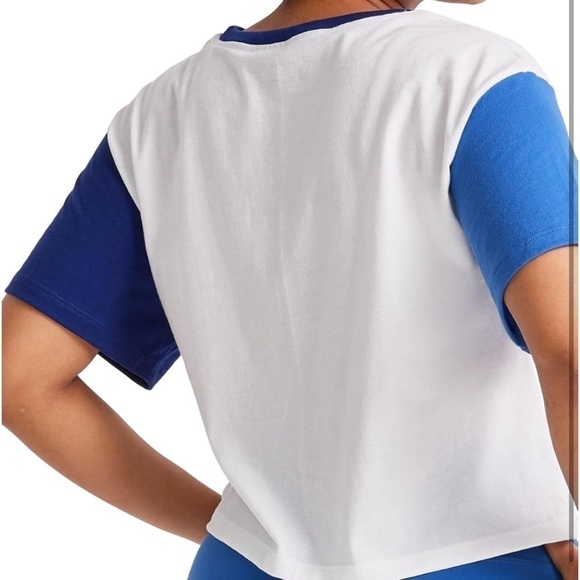 Champion Womens White Colorblock Workout Tee Crop Top Athletic NWT, shirt L - Picture 6 of 12